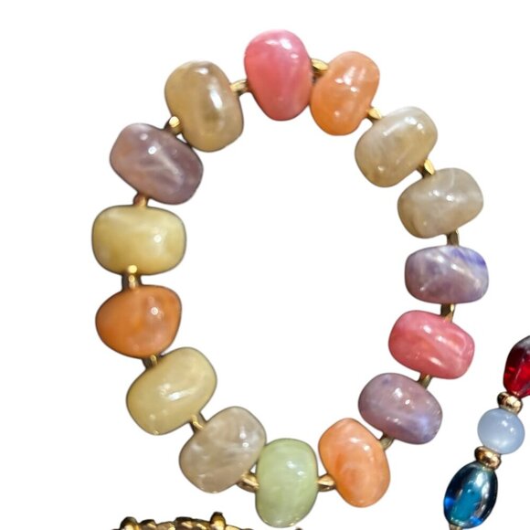 Three Handmade Stretch Bracelets Made  with Recycled Beads from Vintage Jewelry - Picture 4 of 4